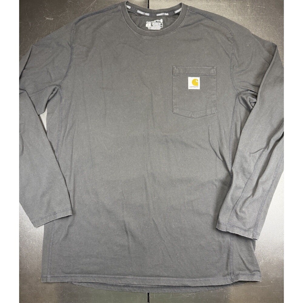 MEN'S Large Tall RELAXED FIT MIDWEIGHT LS CARHARTT FORCE Black
